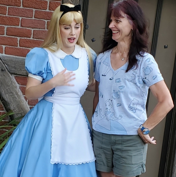 Disney Tops - Disney Alice in Wonderland XS blue gray cuffed tee Orgl 1951 movie graphics EUC